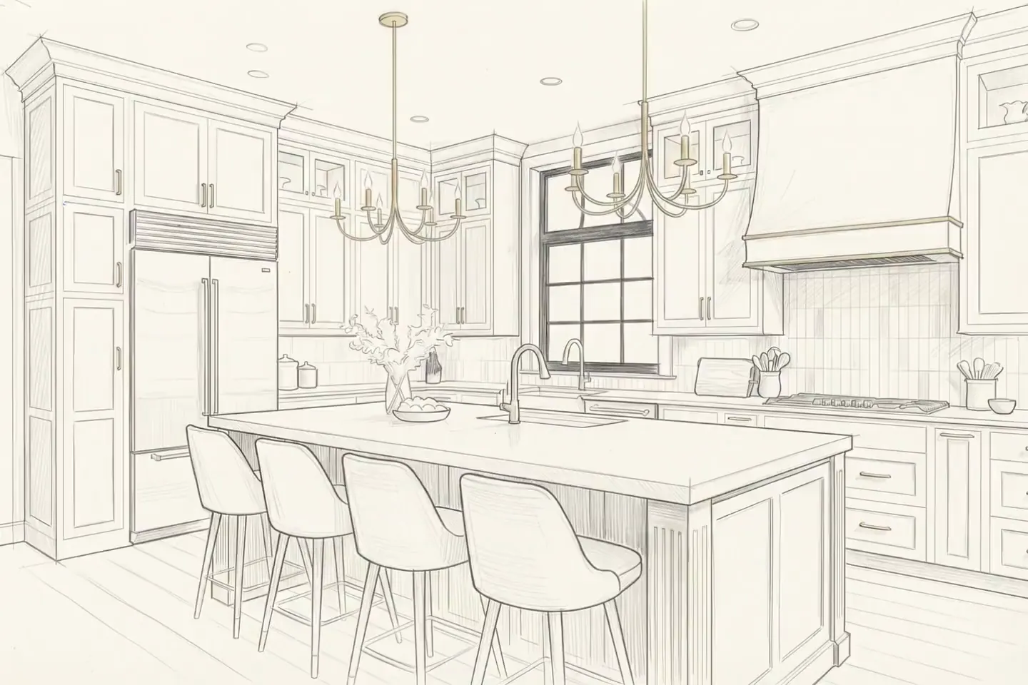 Built by Light: Scroll, and an architect's sketch is built, piece by piece, into a finished kitchen.