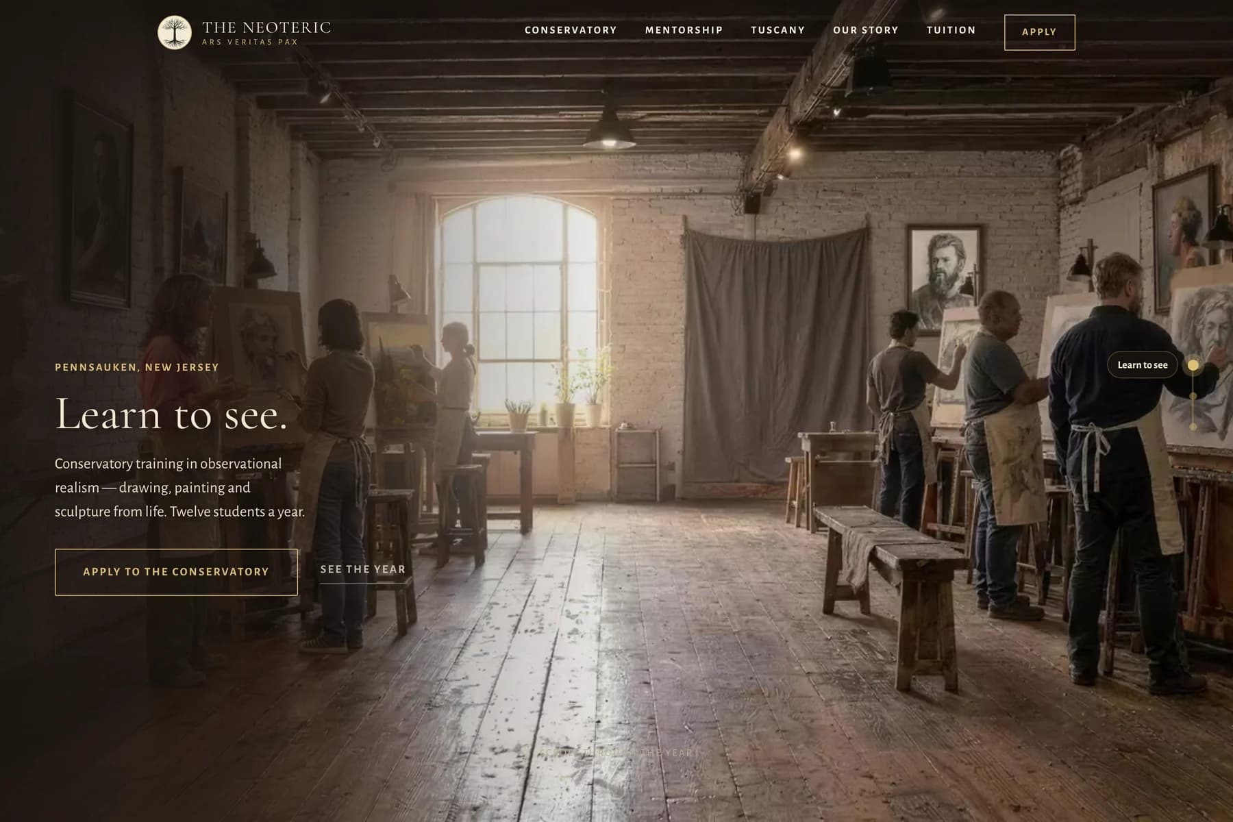 The Fly-Through: A live client site: the camera flies through a classical art studio as you scroll, with no cuts, all the way out to Tuscany.